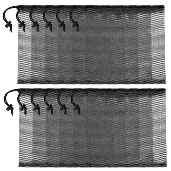 Ramiter 12 Pcs Durable Small Mesh Bags Bag Camping Polyester Drawstring Bag Durable Mesh With Drawstring Cord Lock Closure For Toys Laundry under Bed Storage Bag