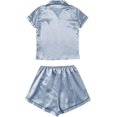 thumbnail image 2 of Ensemble de Pyjama 2 Pcs en Satin pour Femme à Manches Courtes, Boutonné, 2 of 5