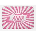 thumbnail image 1 of Anna Bath Mat, Retro Style Girls Name Design with Striped Backdrop and Grunge Appearance, Non-Slip Plush Mat Bathroom Kitchen Laundry Room Decor, 29.5 X 17.5 Inches, Pale Pink and White, Ambesonne, 1 of 2