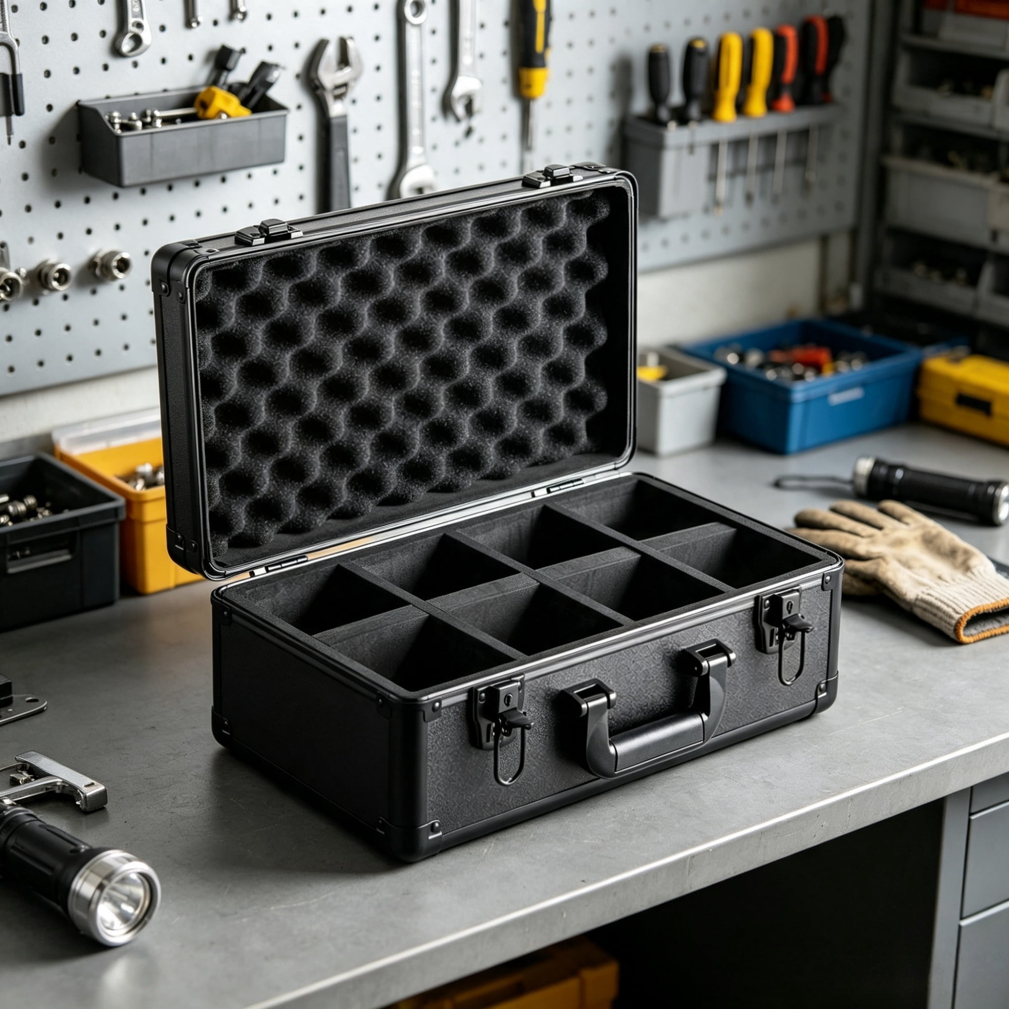 Graded Card Storage Box (4 Slots), Graded Sports Cards Holder Carrying Case with Key Lock Foam Dividers