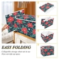 thumbnail image 2 of Yayeee Collapsible Cube Storage Bin with Lid Fabric Closet Decorative Basket with Handles, Red Christmas Leaves, 2 of 7