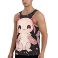 thumbnail image 2 of Gukieu Cute Axolotl Sakura Blossoms Print Men's Quick Dry Fitness Vest, Round Neck Sleeveless Fitness Bodybuilding Top-Large, 2 of 7