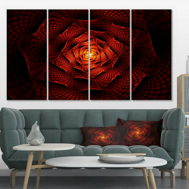 Fleur Rouge Fractale de la Passion - Uvre d'Art Florale sur Toile