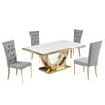 thumbnail image 7 of Terracotta Gray/Gold Faux Marble Dining Set (5-Piece), 7 of 7