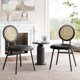 thumbnail image 3 of Set of 2 negra metal dining sillas hand-woven rattan backrest y faux leather seat, 3 of 7