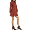 thumbnail image 5 of Allegra K Women's Check Ruffle Neck Button Down Long Sleeve A-Line Dresses, 5 of 6