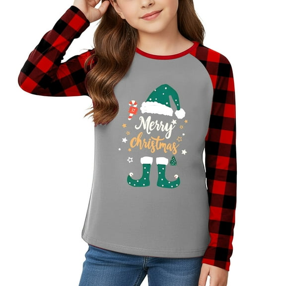 XEGLSBU Boys Long Sleeve Shirts Size 8 Print Long Sleeve Round Neck Top for Girls Festive Holiday Party Wear Soft Casual Blouse for Toddler Grey Size 5-6 Years