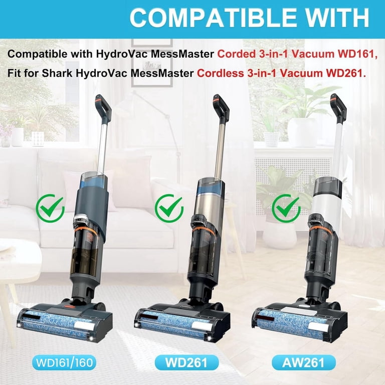 KEEPOW Hydrovac - Piezas de repuesto para aspiradora Shark Hydrovac Wireless Pro XL 3 en 1, compatible con Shark AW261 WD261 WD101 AW201 WD100 HydroVac, kit de rollo de cepillo y