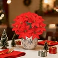 thumbnail image 4 of Artificial Poinsettia Christmas Flowers Bouquet Fake Flannel Holiday Greenery Potted Plant Decor for Table Centerpiece Festive Ornament Home Party Wedding Seasonal Display, 4 of 6