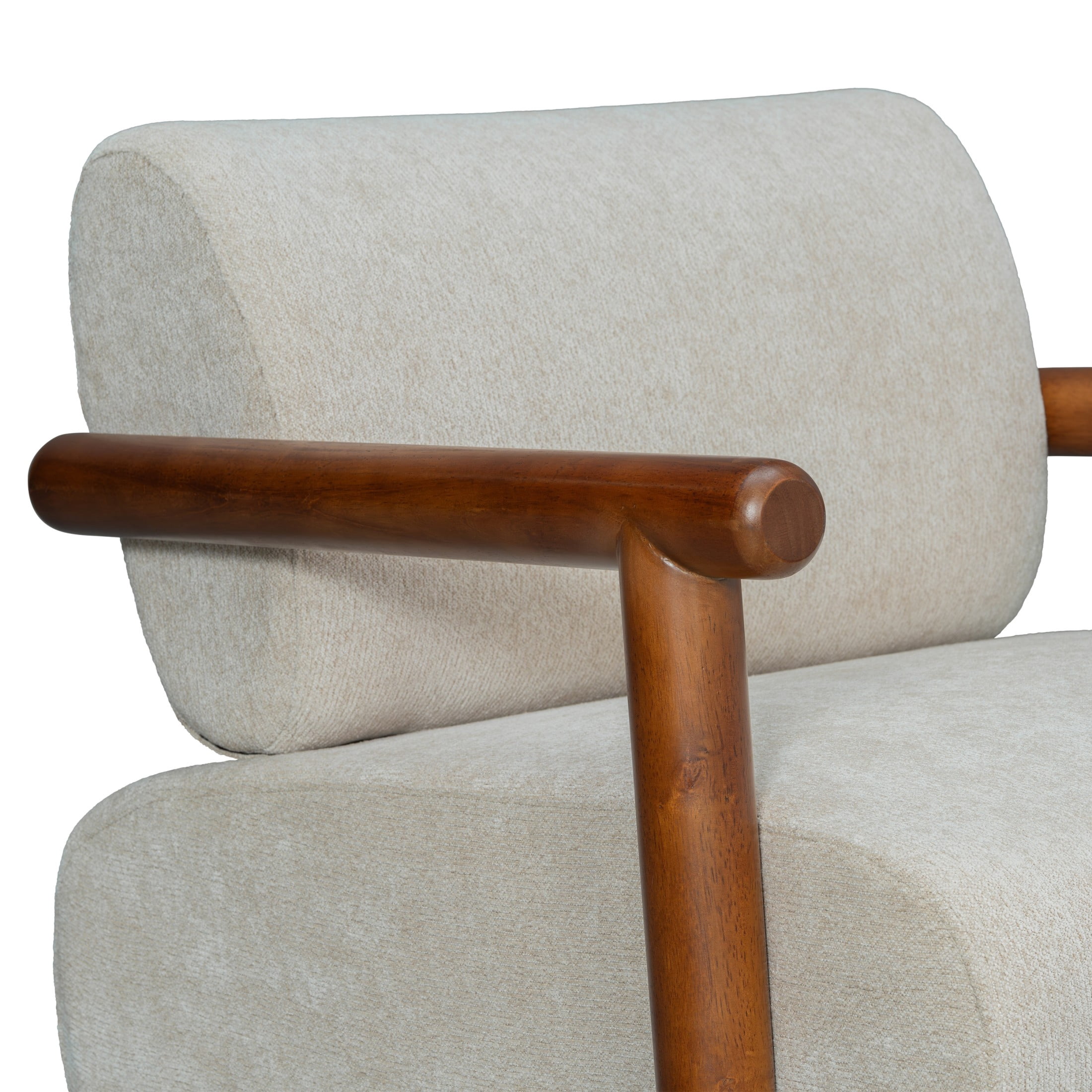 Christopher Knight Home Modern Accent Lounge Chair, Chenille Upholstery with Solid Wood Arms, Almond, Set of 2