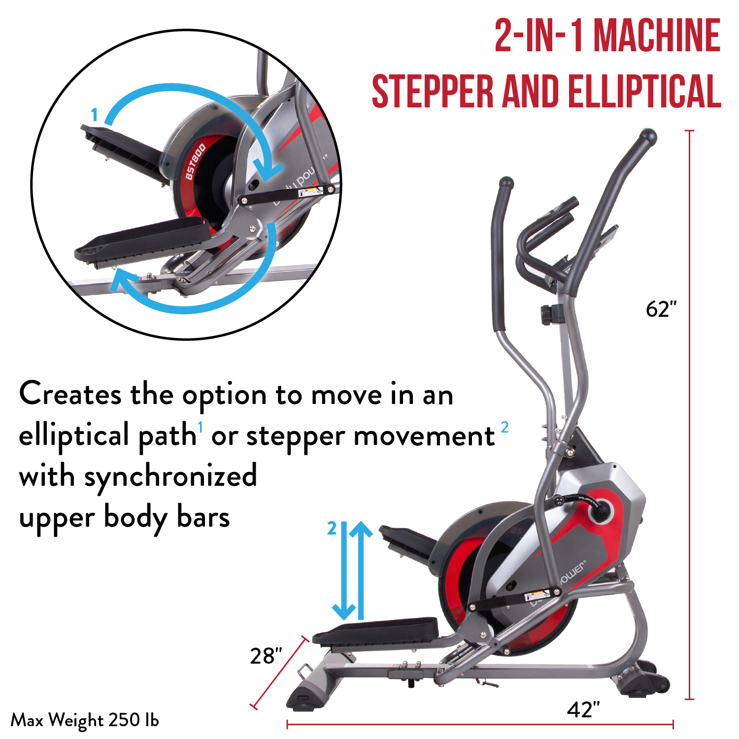 Body Flex Sports Body Power Full Body Elliptical StepTrac Workout Machine - image 3 of 7