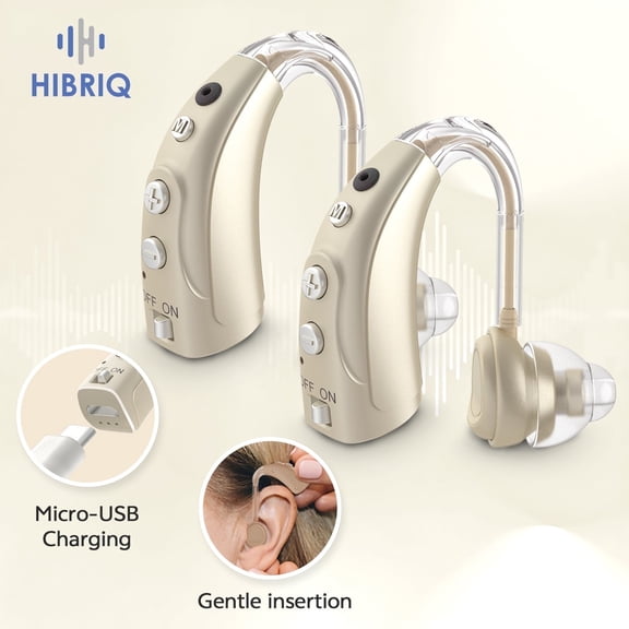 HIBRIQ Rechargeable Hearing Aids with 4 Modes, 16-Channel Sound & Noise Cancelling for Seniors HH-1710