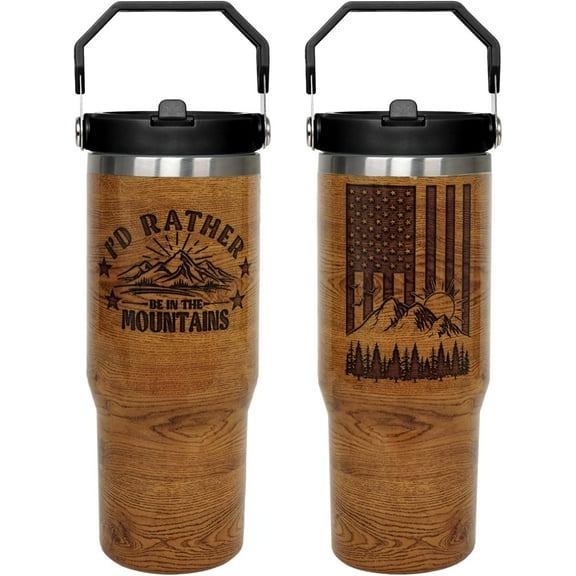 Hiking Gifts for Men Mountain Tumbler Dad Gifts Father''s Day Christmas Gifts 30 OZ Tumbler with Handle and Flip Straw