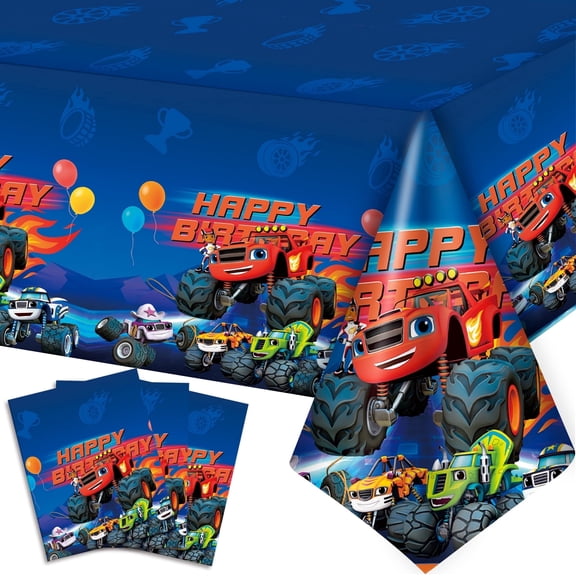 Blaze Party Tablecloths, 3pcs Blaze and The Monster Machines Party Decorations Tablecloths set - Blaze Tablecloth, Blaze Party Table Cover for Blaze Birthday Party Supplies