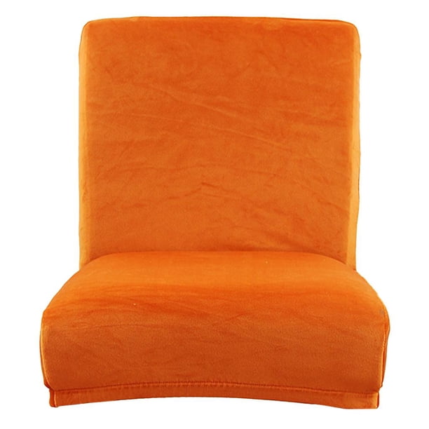 Funda de asiento para silla de comedor con respaldo corto de terciopelo y licra, funda para taburete de bar Naranja