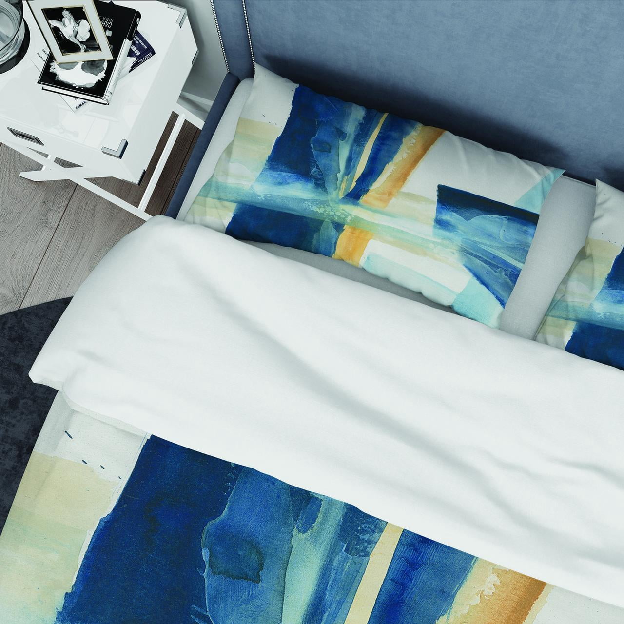 Designart 'Indigo Panel IV' Geometric Duvet Cover Set
