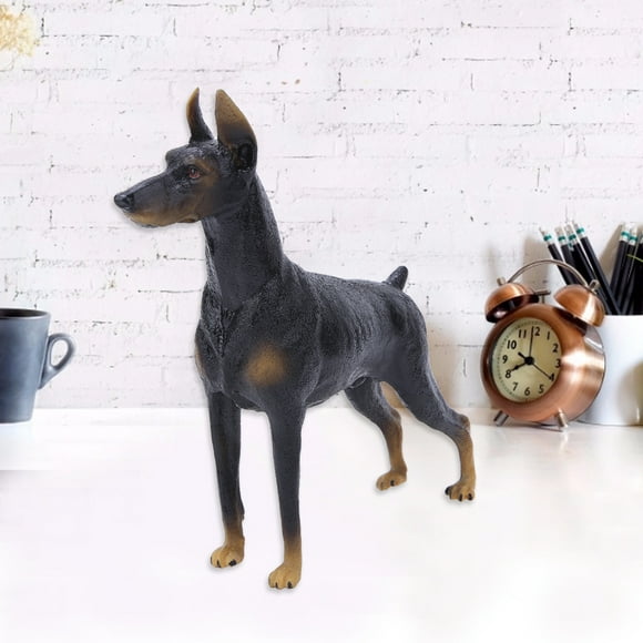 Sonew Modèle d'Animal, Jouet pour Enfants, Modèle d'Animal de Simulation Jouet Statue de Chien d'Éveil pour Enfants Black Doberman