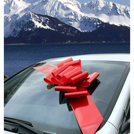 Big Red Car Bow Ribbon - Large Gift Decoration, Fully Assembled, 25