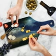 thumbnail image 4 of Moon Cutting Board, Full Moon Rising with Shooting Star Cloudy Night Sky Celestial Elements, Tempered Glass Cutting and Serving Board, Wine Bottle Shape, Navy Blue White Apricot, by Ambesonne, 4 of 5
