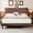 Dark Brown, variant on Frostbloom Queen Size Faux Leather Platform Bed Frame with Adjustable Headboard, Dark Brown