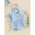 thumbnail image 2 of Bagilaanoe Newborn Baby Girl Summer Rompers Sleeveless Bodysuits + Headband 3M 6M 12M 18M Infant Casual One Piece Jumpsuit, 2 of 8