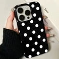 thumbnail image 4 of Full Screen White Polka Dots Phone Case For IPhone 16 15 14 13 12 11 Pro Max XR XS Max 7 8 Plus Creative Black Cover Case, 4 of 5
