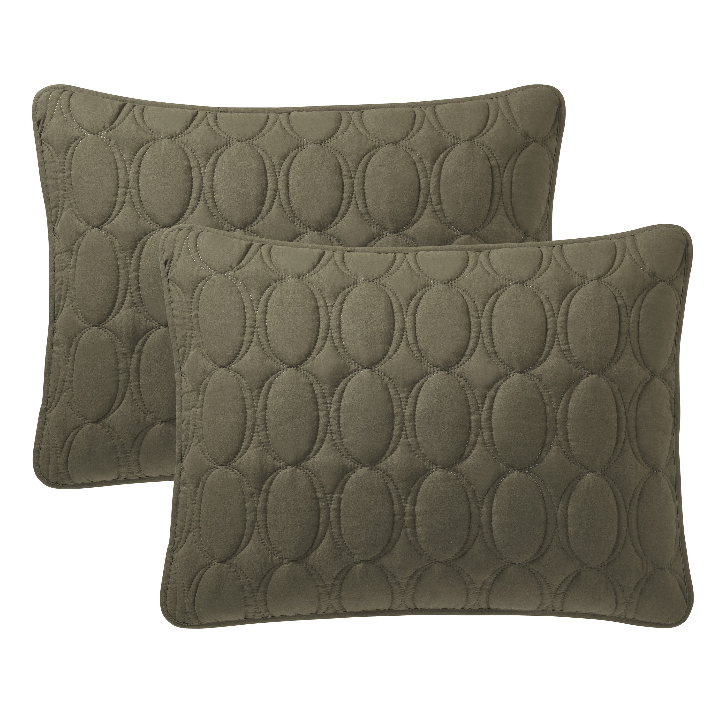 VCNY Home Circles 3-Piece Olive Geometric Pinsonic Quilt Set, King, Adult, Unisex