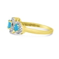 thumbnail image 4 of 10k Yellow Gold Oval Blue Topaz And Diamond Three Stone Ring, 4 of 6
