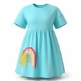 thumbnail image 3 of MEZZALL Girls Rainbow Printed Summer Dress Short Sleeve O-Neck Adorable Dresses, 3 of 9
