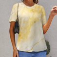 thumbnail image 6 of Marble Blue Greene Purple And Gold Stripes Women's Short Sleeve Tops Casual Blouses T Shirt, 6 of 6