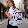 thumbnail image 5 of Yspwyqan Kids Backpack for School Girls, Blue Soccer Glitter Bow Backpack for Kids Girls 17 Inch, Lightweight Polyester Adjustable Straps Daypack for Travel Elementary Primary, 5 of 7