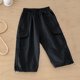 thumbnail image 5 of Niños Sweatpants Niñas Color Sólido Elástico de la Cintura Lateral Bolsillo Pantalones Delgados, Pantalones de Niños Niñas Deportes Largas, 5 of 5