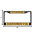 thumbnail image 2 of Wyoming Cowboys Black Metal Laser License Plate Frame - Set of 2 Frames, 2 of 5