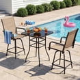thumbnail image 7 of Homall 3-Piece Bar Height Patio Bar Set, 2 Swivel Textilene Stools with Tempered Glass Top Table, Weather Resistant Steel Frame, for Balcony Garden Poolside, Beige, 7 of 7