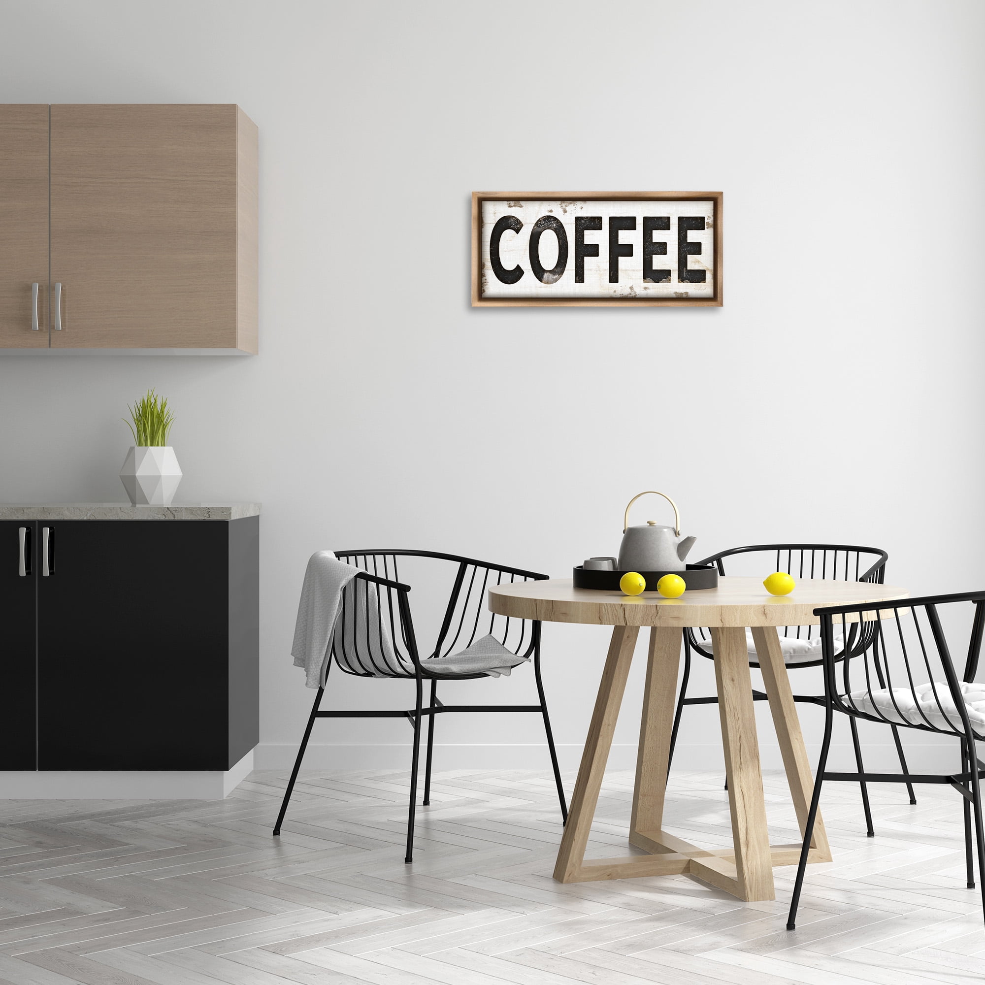 Stupell Industries Coffee Typography Vintage Sign Food & Beverage Painting Brown Floater Framed Canvas Art Print Wall Art, 25 x 11