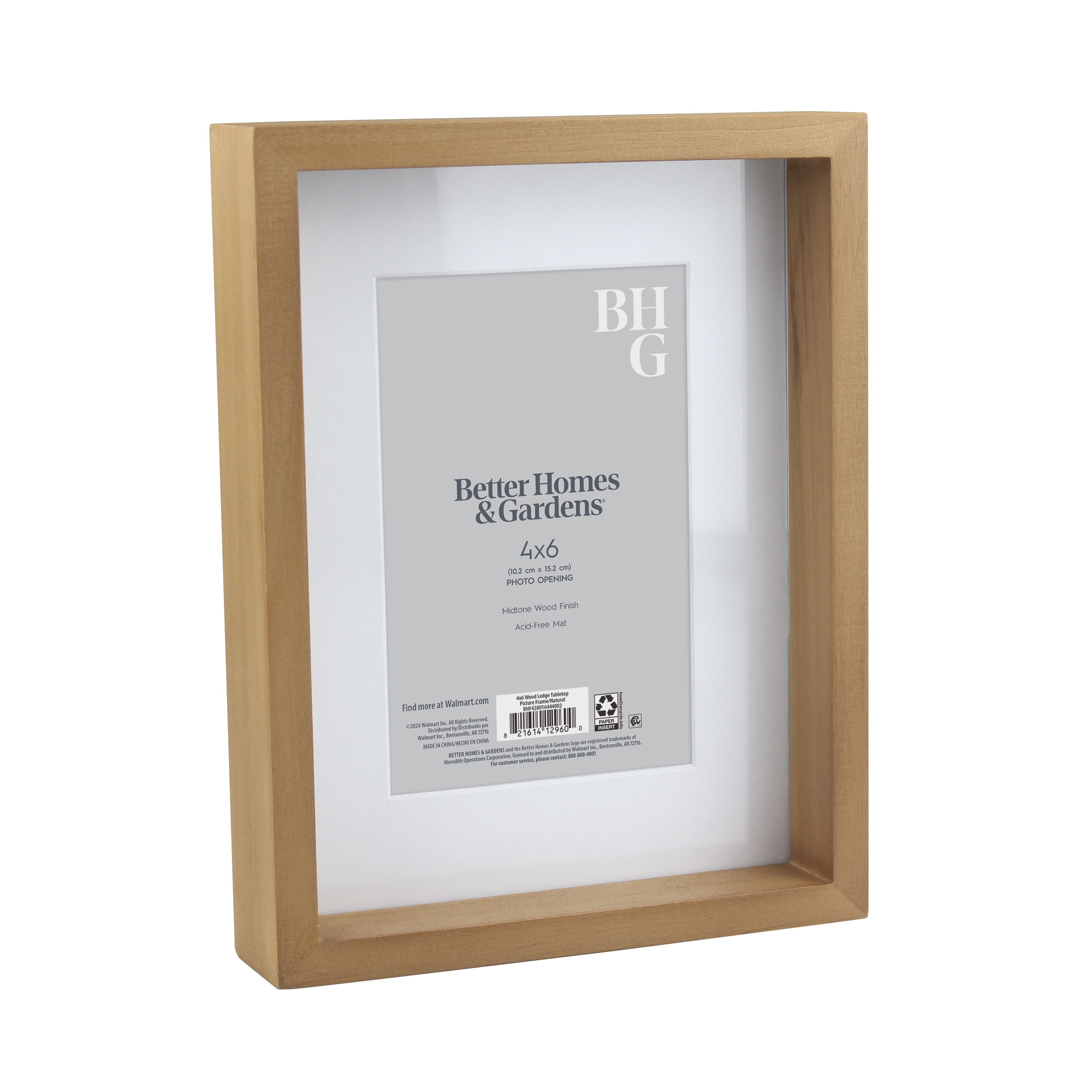 BHG 4 x 6 Wood Ledge Tabletop Picutre Frame