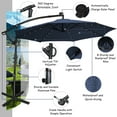 thumbnail image 7 of Gymax 10Ft Offset Hanging Umbrella Patio Outdoor w/ 32 Solar LED Lights Navy, 7 of 7