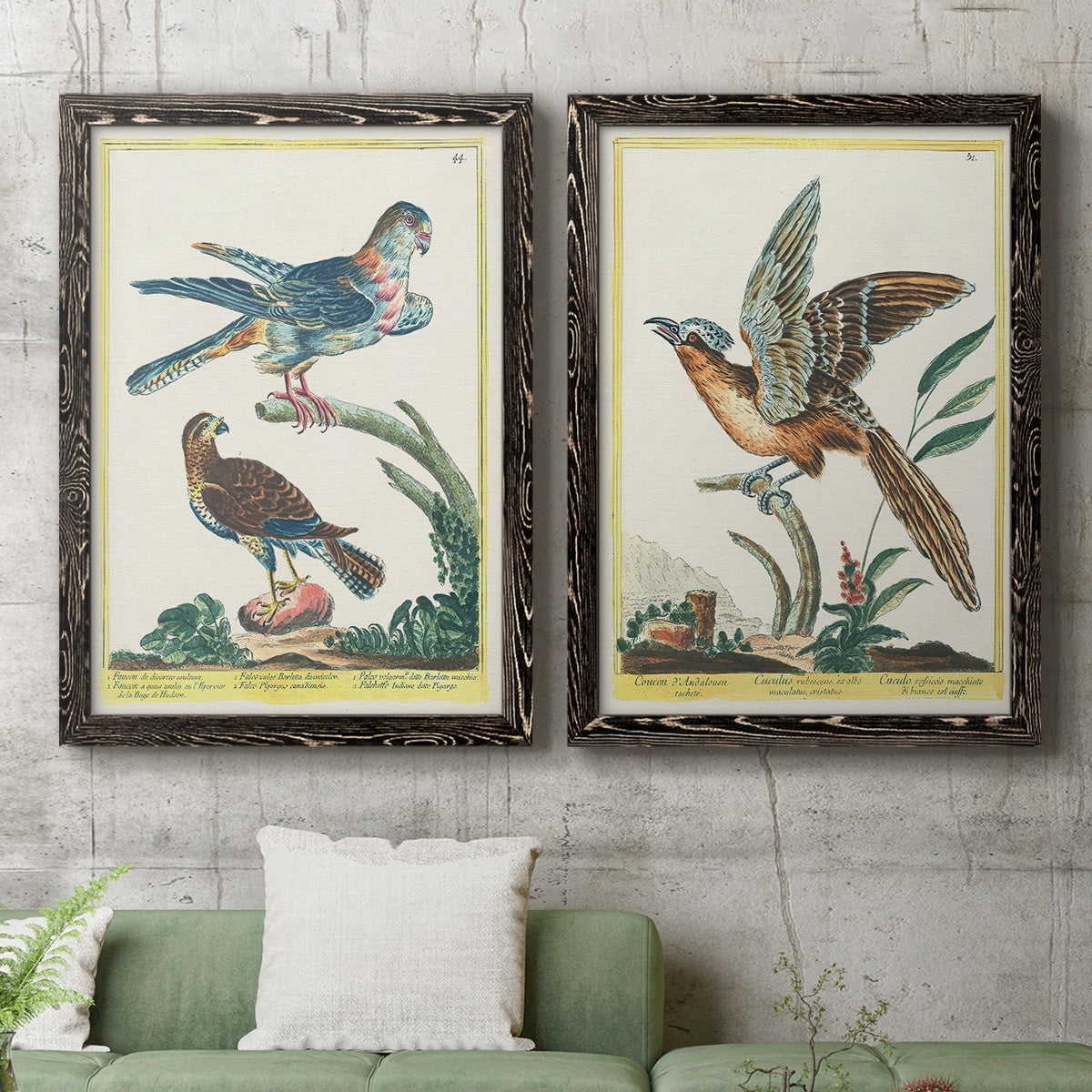 Pastel Birds III - Premium Framed Canvas 2 Piece Set - Ready to Hang