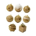 thumbnail image 4 of Juego de 8 adornos para de Navidad, decoración decorativa de Navidad, Material de espuma para compromiso, aniversario, multifuncional , Dorado Macarena Bolas colgantes de árbol, 4 of 8