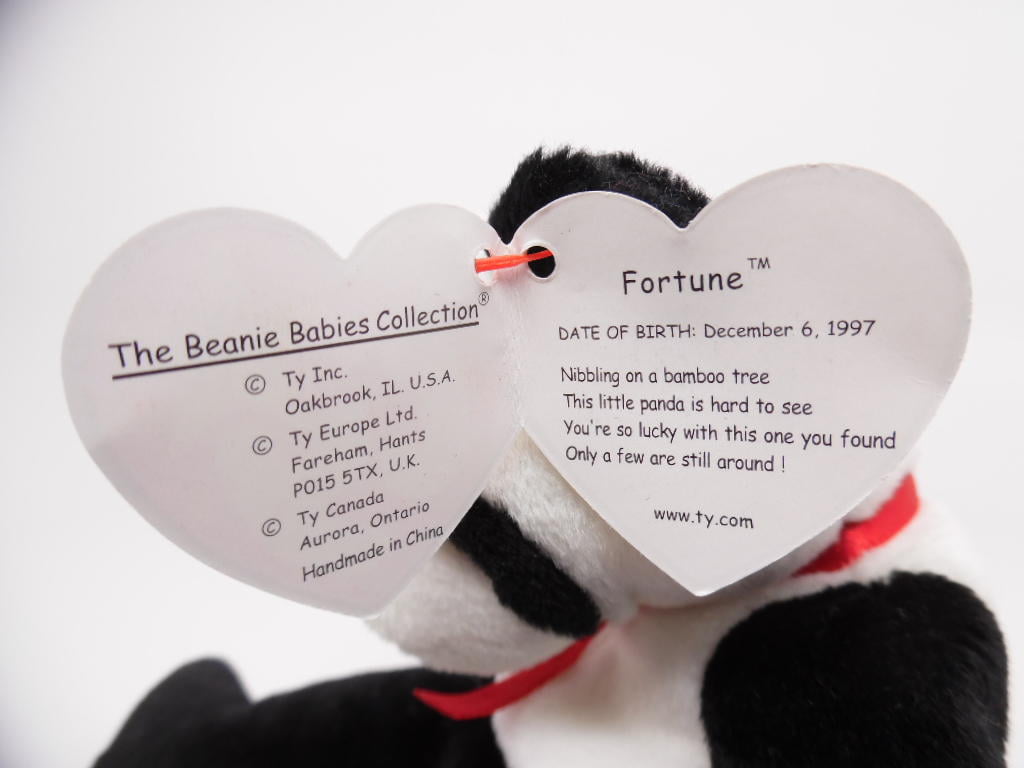 TY Beanie Baby FORTUNE the Panda Bear Date of Birth December 6,1997 w/hang tag 
