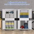 thumbnail image 6 of Juiluna 73'' Metal Storage Cabinet, Heavy Duty Garage Storage with Wheels, Locking Doors and 2 Drawers, Adjustable Shelves for Garage, Workshop, Office, White, 6 of 8
