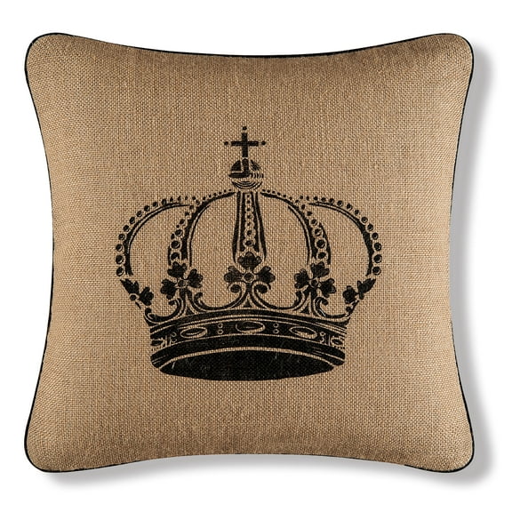 Crown Burlap Printed Throw Pillow, 18" x 18"