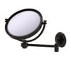 8-in Wall Mounted Extending Make-Up Mirror 2X Magnification in Antique Bronze