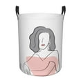 thumbnail image 2 of YFYANG Waterproof Laundry Hamper, Ladies Line Art Pattern Laundry Basket Oxford Fabric with Handle Foldable, M, 2 of 8