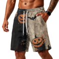thumbnail image 2 of Sewkxo Men's Halloween Haunted House Printed Cotton Pajama Shorts Comfort Elastic Waist Night Sleep Shorts,Gray XL, 2 of 5