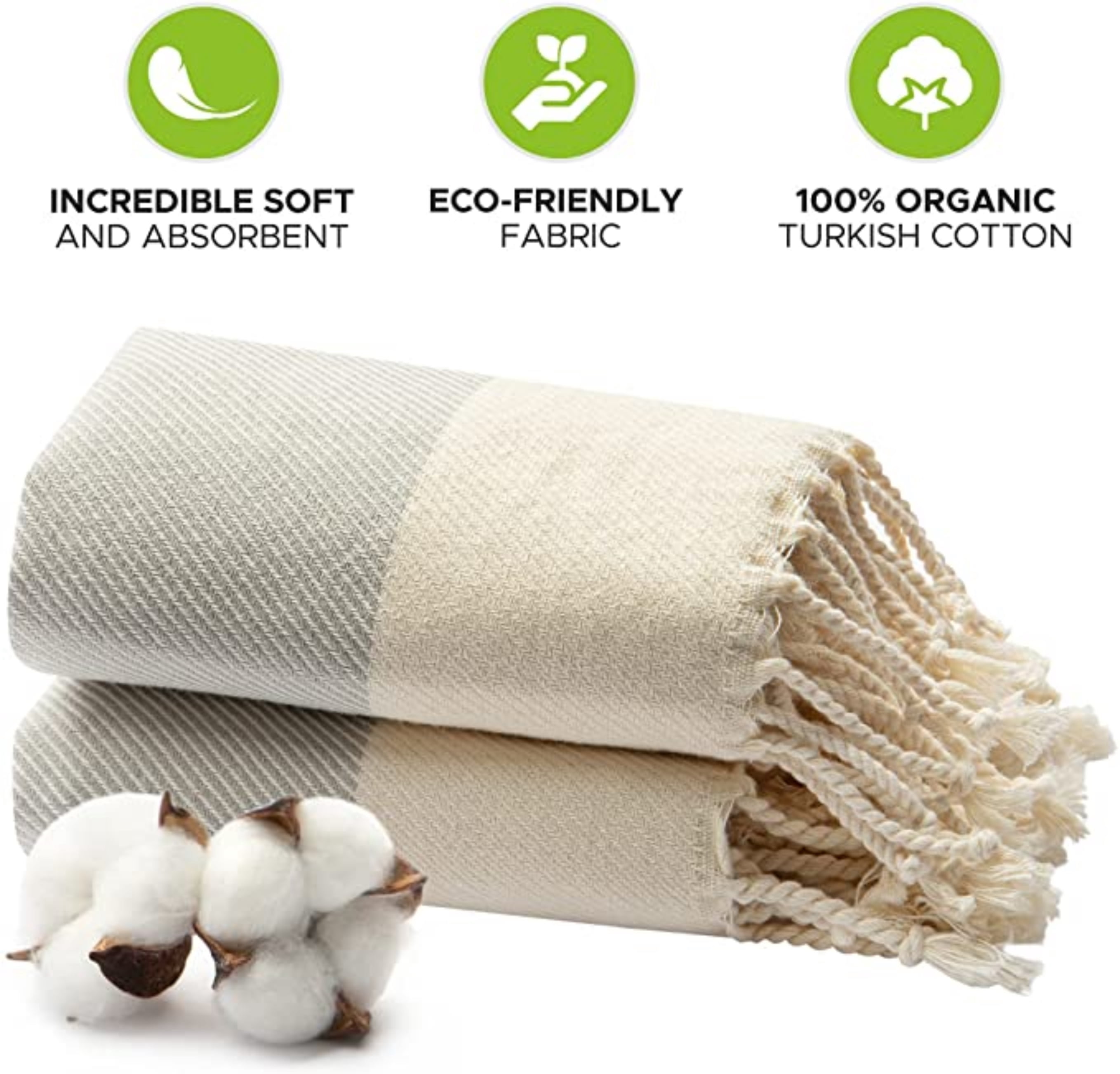 Mykonos 6-Pack Turkish Cotton Hand Towels – Light Gray Line, 40x19 in, Soft Absorbent Decorative Bathroom Towel Set