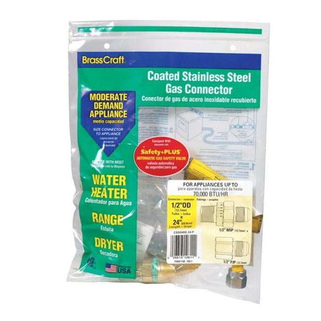 Brasscraft CSSD45R24P Safety Plus Gas Connector 0.375 in. id x 0.50 in