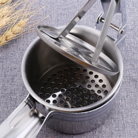 HOMEMAXS Stainless Steel Potato Ricer with 3 Disks for Kitchen Use Easy to Clean and 7 5 inch