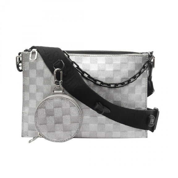Pre-Owned Louis Vuitton Trio Pouch NM Shoulder Bag, Leather Damier Leather, Men's,... (Fair)
