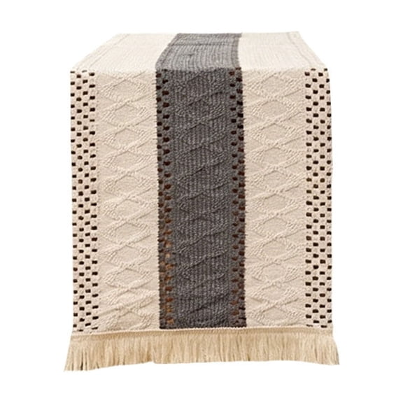 Woven Linen Table Runner,11.81X55.12 Inch Boho Rustic Table Covers with Tassels for Dining Table Styling | Kitchen Table Decor for Dining Room Wedding,Gray